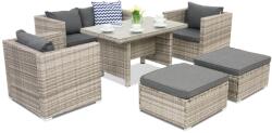 Garden Point Roma Apetito 4 technorattán kerti bútorok + 2 puffok, szürke (GAP247-4PU)