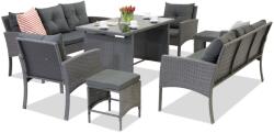 Garden Point Bari Apetito 8 technorattán kerti bútorok, antracit, puffokkal (GAP397)