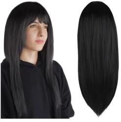 Soulima Hosszú fekete női paróka frufruval, szintetikus, 67 cm (00014833)