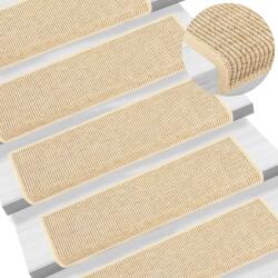 vidaXL 15 db szizál hatású világos bézsszínű lépcsőszőnyeg 65x21x4 cm (326909)
