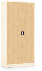 Rauman Univerzális fém szekrény fa utánzattal, 90 x 40 x 185 cm, hengerzár, bükkfa / ral 9003