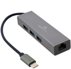 Gembird USB-C Gigabit hálózati adapter 3x USB 3.1 HUB-al [A-CMU3-LAN-01]