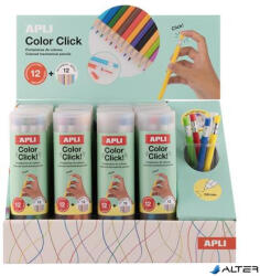 APLI Színes töltőceruza készlet, display, APLI "Color Click", 12 különböző szín, 12 készlet/display (20079) - alter
