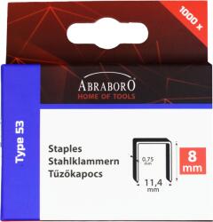Abraboro CHILITAC A-53 típusú tűzőkapocs, 8 / 11.4 / 0.75 mm, 1000 db/csomag (060711207508) - geratech