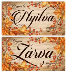  Nyomtatott fa tábla - Zárva-Nyitva Őszi 24, 3x13cm - kosarbolt