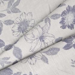 Takoy Țesătură muselină/pânză topită 250 cm, față-verso, cu model țesut flori gri-albastre Lina