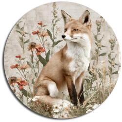 Nyomtatott fa tábla koszorú közép - Erdei állatok - róka 11, 8cm - kosarbolt