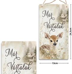  Nyomtatott fa tábla - Erdei állatok- Már vártalak akasztós tábla 13x24, 3cm - kosarbolt