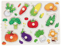  Puzzle incastru legume din lemn cu butoni (100300)