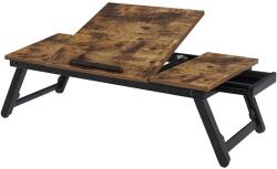 SONGMICS Laptop Asztal, Állítható Reggeliző Tálca, 71 x 35 x 23 cm, Rusztikus Barna