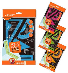 Y+ Y-Plus+ Vonalzó Készlet 15 cm 3D Hajtgatható 4 Darab/Készlet Vegyes Színekben (P00111096)