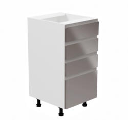 Alsószekrény, fehér/szürke extra magasfényű, AURORA D40S4 (KD-0000238107)