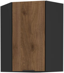 Felső sarokszekrény okapi dió/fekete, MENZO 60x60 GN-90 1F (KD-0000392830)
