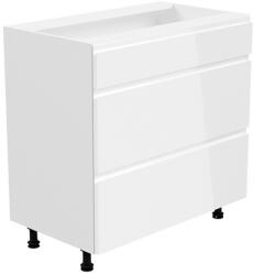 Alsószekrény, fehér/fehér extra magasfényű, AURORA D80S3 (KD-0000236744)