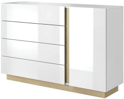 Komód D4S, fehér/grandson tölgy/fehér magas fényű, CITY (KD-0000264432)