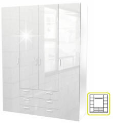 szekrény, 4 - ajtós, fehér extra magasfényű, GWEN 70429 (KD-0000106511)