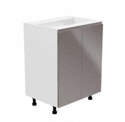 Alsószekrény, fehér/szürke extra magasfényű, AURORA D602F (KD-0000238117)