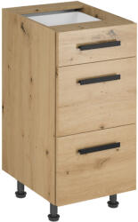 Alsó szekrény, artisan tölgy, fogantyúkkal, LANGEN D40S3 U (KD-0000263582)