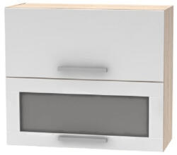 Billenő felsőszekrény üveggel 2DV, tölgy sonoma/fehér, NOVA PLUS NOPL-016-OH (KD-0000210302)