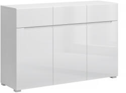 Komód 3D3S, fehér/fehér extra magas fényű HG, JOLK (KD-0000263383)