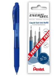 Pentel Tollbetét 3db/csomag 0, 35mm, Pentel EnerGel, írásszín kék + 1 db ajándék BL107-CX kék EnerGel toll (LR7-3C-PROMO) - nyomtass-olcson