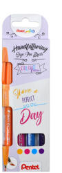 Pentel Ecsettoll, kalligrafikus hajlékony hegyű, Pentel SES15 Happy 4-es klt (SES15-4COL)