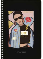  Spirálfüzet, kockás, A5, 80 lap, keményfedeles, SHKOLYARYK 'Girl power', vegyes (SB806077K) - nyomtass-olcson