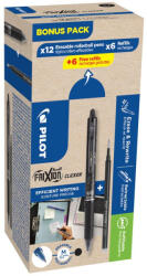 Pilot Rollertoll 0, 5mm, törölhető Pilot Frixion Clicker GreenPack, 12 toll + 12betét, írásszín fekete (57157) - nyomtass-olcson