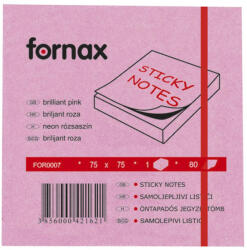Fornax Jegyzettömb öntapadó, 75x75mm, 80lap, Fornax neon rózsaszín (A-05565432)