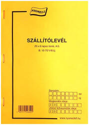  B. 10-70/V/6/ÚJ Szállítólevél, 25x6 példányos, A5, (B1070V6UJ) - nyomtass-olcson