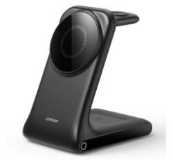 JOYROOM asztali töltőállvány 3in1 (15W, wireless, gyorstöltő, MagSafe, Airpods, Apple Watch töltő) FEKETE Apple iPhone 8 4.7 / iPhone 8 Plus