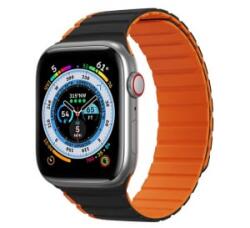 Dux Ducis pótszíj (egyedi méret, nagy, szilikon, 3D, mágneses) FEKETE/NARANCSSÁRGA Apple Watch Series 10 46mm / Watch Ultra 2 49mm / Watch
