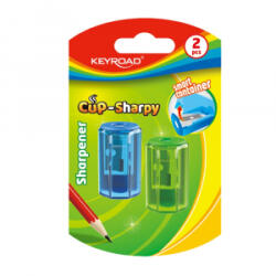 Keyroad Hegyező 1 lyukú tartályos 2 db/bliszter Cup Sharpy vegyes színek (KR972057) (KR972057)