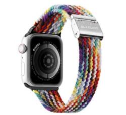 Dux Ducis pótszíj (egyedi méret, nagy, textil, szivárvány, állítható) FEHÉR Apple Watch Series 10 46mm / Watch Ultra 2 49mm / Watch Series 9