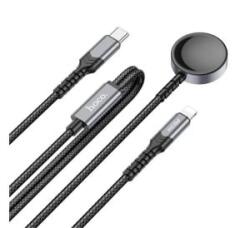 hoco. töltőkábel 2in1 (Type-C - lightning/Apple Watch töltő, wireless, 20W, PD gyorstöltő, 120cm) FEKETE Apple Watch Series 10 42mm / Watch