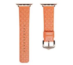 Hoco WA18 pótszíj (egyedi méret, nagy, szilikon, bőr hatású, állítható, 3D rombusz) NARANCSSÁRGA Apple Watch Series 10 46mm / Watch Ultra 2
