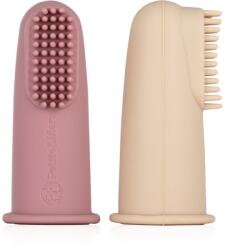 Petite&Mars Take&Match 0m+ ujjra húzható fogkefe gyermekeknek tokkal Rose&Sand 2 db