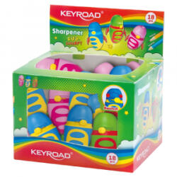 Keyroad Hegyező 1 lyukú tartályos, fedeles, multifunkciós 18 db/display Duo Sharpy vegyes színek (KR971606)