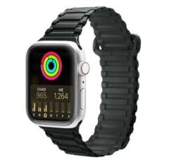 Dux Ducis pótszíj (egyedi méret, kicsi, szilikon, mágneses) SÖTÉTZÖLD Apple Watch Series 10 42mm / Watch Series 9 41mm / Watch Series 1 38mm