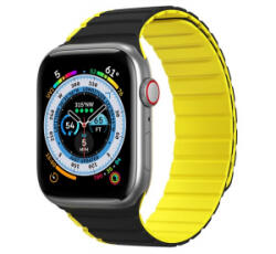 Dux Ducis pótszíj (egyedi méret, nagy, szilikon, 3D, mágneses) FEKETE/SÁRGA Apple Watch Series 10 46mm / Watch Ultra 2 49mm / Watch Series 9 (GP-142273)