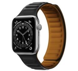 gigapack Pótszíj (egyedi méret, nagy, szilikon, bőr hatású, 3D, mágneses) FEKETE Apple Watch Series 10 46mm / Watch Ultra 2 49mm / Watch Ultra
