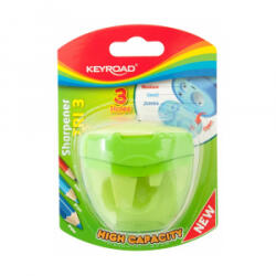 Keyroad Hegyező 3 lyukú tartályos, fedeles Tris vegyes színek (KR971425) (KR971425)
