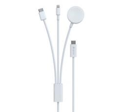 DEVIA töltőkábel 3in1 (Type-C - lightning/Type-C, Apple Watch töltő, 7.5W, wireless, 120cm) FEHÉR (EA520_W) - aqua