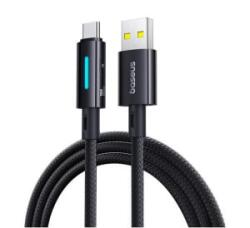 Baseus adatkábel (USB - Type-C, 2.4A, 100W, PD gyorstöltő, 100cm, cipőfűző, törésgátló, LED kijelző) FEKETE (P10379002121-00)