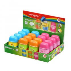 Keyroad Hegyező, 2 lyukú, radírral, 16 db/display, 2in1, vegyes színek (KR972119) (KR972119)