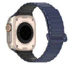 Dux Ducis KJ pótszíj (egyedi méret, nagy, szilikon, izzadságálló, mágneses) FEKETE/SÖTÉTKÉK Apple Watch Series 5 44mm / Watch Series 4 44mm