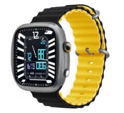 DEVIA DELUXE SPORT6 pótszíj (egyedi méret, kicsi, szilikon, állítható, hullám) FEKETE/CITROMSÁRGA Apple Watch Series 10 42mm / Watch Series 5