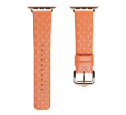 Hoco WA18 pótszíj (egyedi méret, kicsi, szilikon, bőr hatású, állítható, 3D rombusz) NARANCSSÁRGA Apple Watch Series 10 42mm / Watch Series