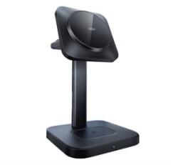 ESR HALOLOCK asztali töltőállvány 3in1 (15W, wireless, gyorstöltő, MagSafe, Airpods, Apple Watch töltő) FEKETE Apple iPhone 16e / iPhone 8