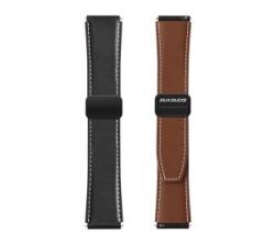Dux Ducis YA pótszíj (univerzális, 22mm, valódi bőr, mágneses) FEKETE (GP-152518) (GP-152518)